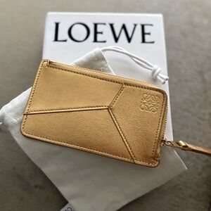 Brand new Loewe Gold Leather Card Holder